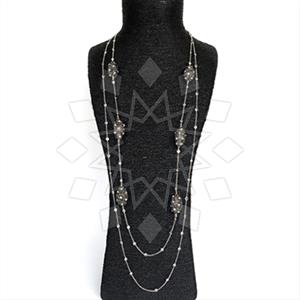 925 Sterling Silver Semi Precious Gems and Crystal  Statement Necklace