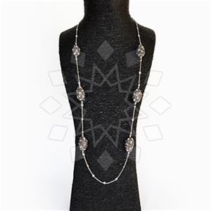 925 Sterling Silver Semi Precious Gems and Crystal  Statement Necklace