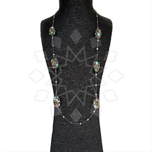 925 Sterling Silver Semi Precious Gems and Crystal  Statement Necklace