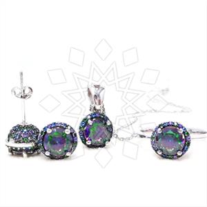925 Sterling Silver Geometric Ring Earring Pendant Sets