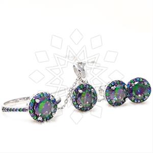 925 Sterling Silver Geometric Ring Earring Pendant Sets