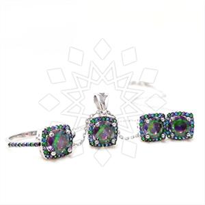 925 Sterling Silver Geometric Ring Earring Pendant Sets