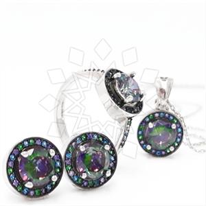 925 Sterling Silver Geometric Ring Earring Pendant Sets