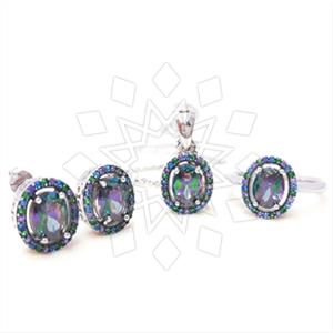 925 Sterling Silver Geometric Ring Earring Pendant Sets