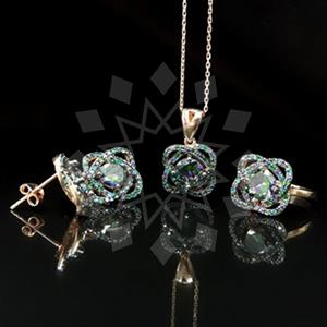 925 Sterling Silver Geometric Ring Earring Pendant Sets