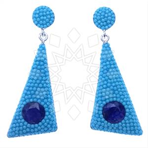 925 Sterling Silver Gem and Crystals Dangle Earrings