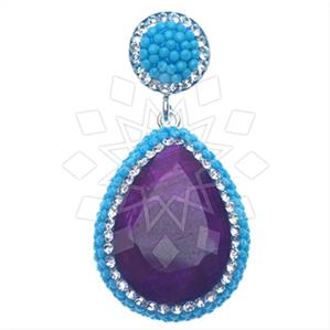 925 Sterling Silver Gem and Crystals Single Drop Gem Pendant