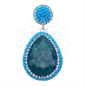 925 Sterling Silver Gem and Crystals Single Drop Gem Pendant