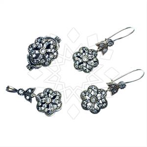 Turkish Silver Vintage Design  Ring Earring Pendant Sets