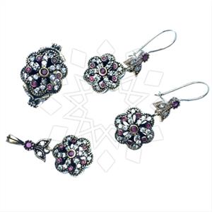 Turkish Silver Vintage Design  Ring Earring Pendant Sets
