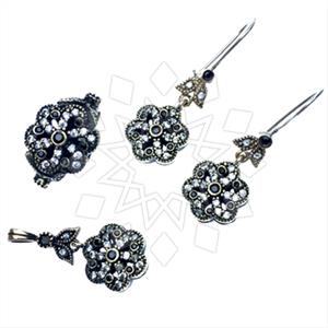 Turkish Silver Vintage Design  Ring Earring Pendant Sets