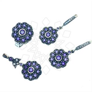 Turkish Silver Vintage Design  Ring Earring Pendant Sets