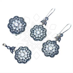 Turkish Silver Vintage Design  Ring Earring Pendant Sets
