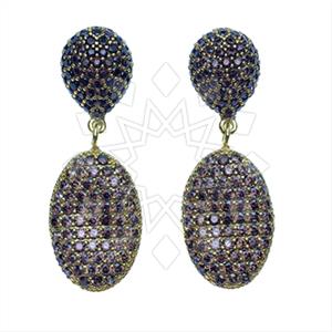 Fashion Zirconia Pave  Single Drop Earrings
