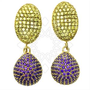 Fashion Zirconia Pave  Single Drop Earrings