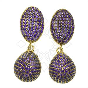 Fashion Zirconia Pave  Single Drop Earrings