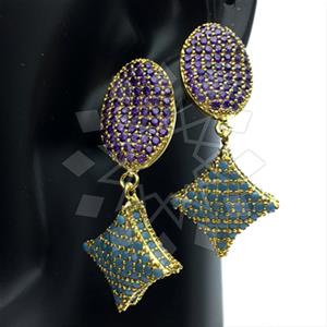Fashion Zirconia Pave  Single Drop Earrings