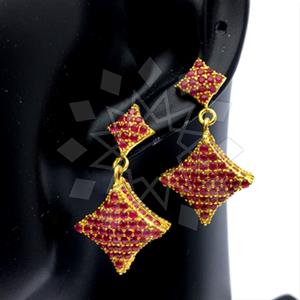 Fashion Zirconia Pave  Single Drop Earrings