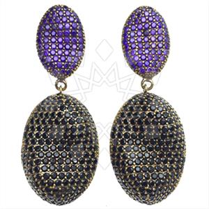 Fashion Zirconia Pave  Single Drop Earrings