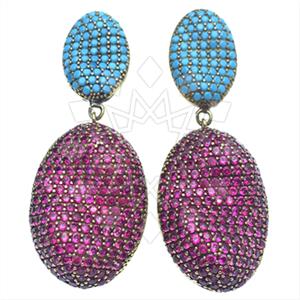 Fashion Zirconia Pave  Single Drop Earrings