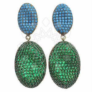 Fashion Zirconia Pave  Single Drop Earrings