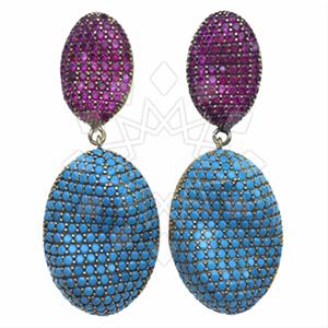 Fashion Zirconia Pave  Single Drop Earrings