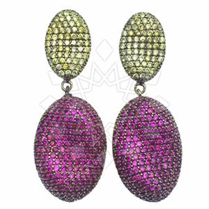 Fashion Zirconia Pave  Single Drop Earrings