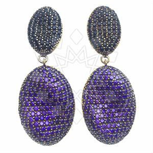Fashion Zirconia Pave  Single Drop Earrings
