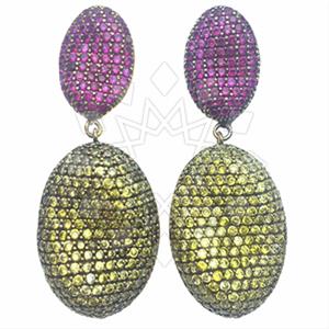 Fashion Zirconia Pave  Single Drop Earrings