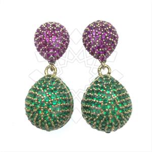 Fashion Zirconia Pave  Single Drop Earrings