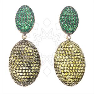 Fashion Zirconia Pave  Single Drop Earrings