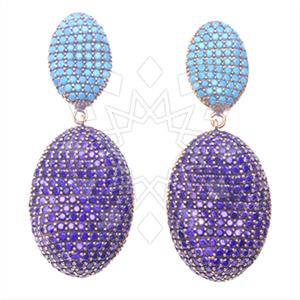 Fashion Zirconia Pave  Single Drop Earrings