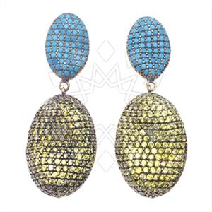 Fashion Zirconia Pave  Single Drop Earrings