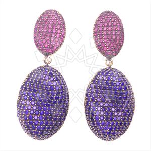Fashion Zirconia Pave  Single Drop Earrings