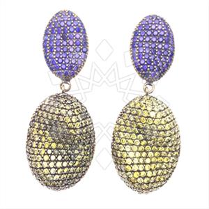 Fashion Zirconia Pave  Single Drop Earrings