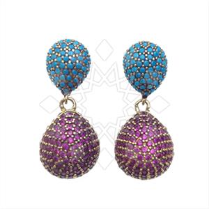 Fashion Zirconia Pave  Single Drop Earrings