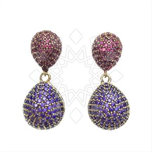 Fashion Zirconia Pave  Single Drop Earrings