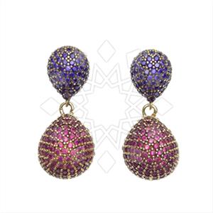 Fashion Zirconia Pave  Single Drop Earrings