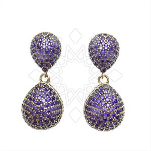 Fashion Zirconia Pave  Single Drop Earrings