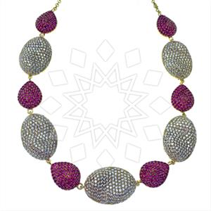 Fashion Zirconia Pave  Statement Necklace
