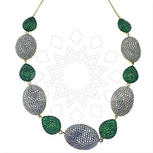Fashion Zirconia Pave  Statement Necklace