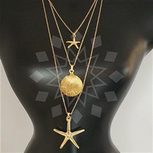 Fashion Puka Shells Metal and Chain Necklace
