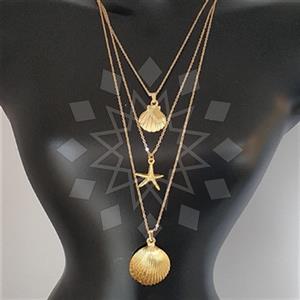 Fashion Puka Shells Metal and Chain Necklace