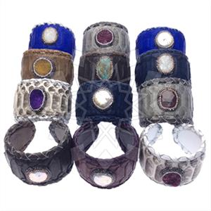 Leather and Fur Gem and Crystals Cuff Bracelets 25 Pieces