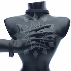 Leather and Fur Python Leather  Bracelet Necklace Sets