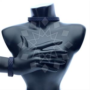 Leather and Fur Python Leather  Bracelet Necklace Sets