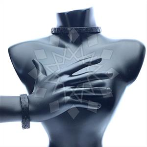 Leather and Fur Python Leather  Bracelet Necklace Sets