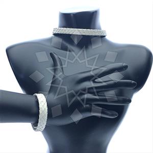 Leather and Fur Python Leather  Bracelet Necklace Sets