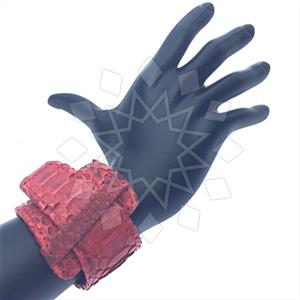 Leather and Fur Python Leather  Cuff Bracelets