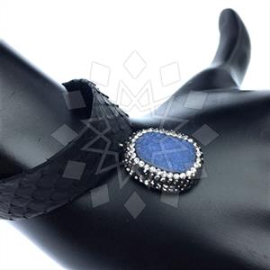 Leather and Fur Python Leather  Cuff Bracelets